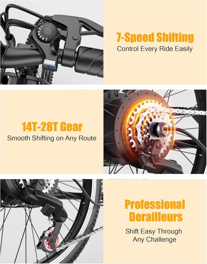 Misodo ebike rear wheel and drivetrain with 7-speed gearing