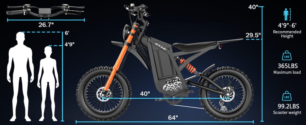 Misodo electric dirt bike size
