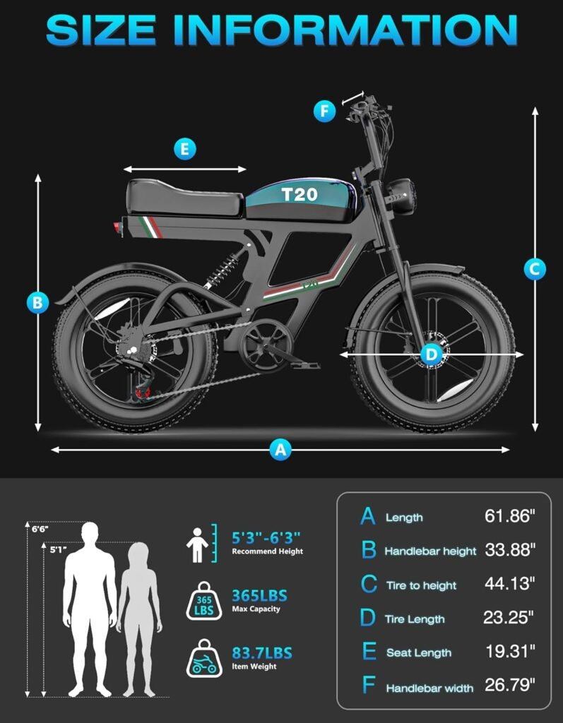 Misodo electric bike size information